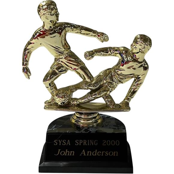 2000 soccer two boys kicking ball Trophy - Picture 2 of 8